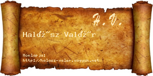 Halász Valér névjegykártya